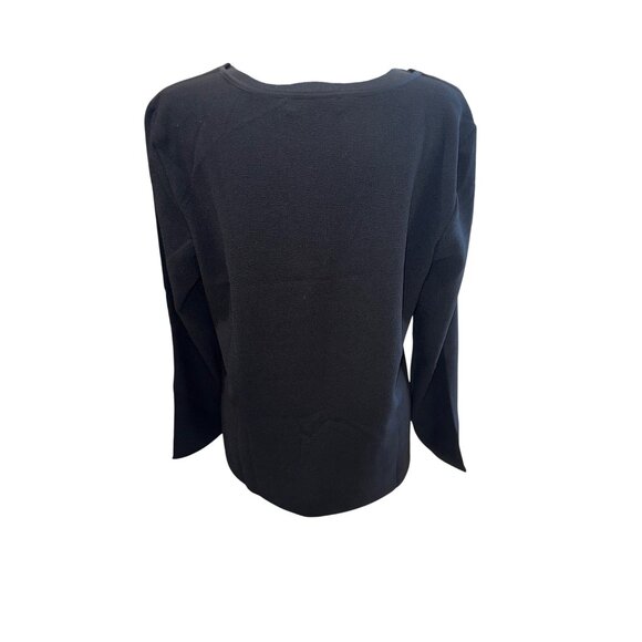 NWT Natori Black Long Sleeve Blouse Top M Polyester Spandex Casual Minimalist - Picture 4 of 11